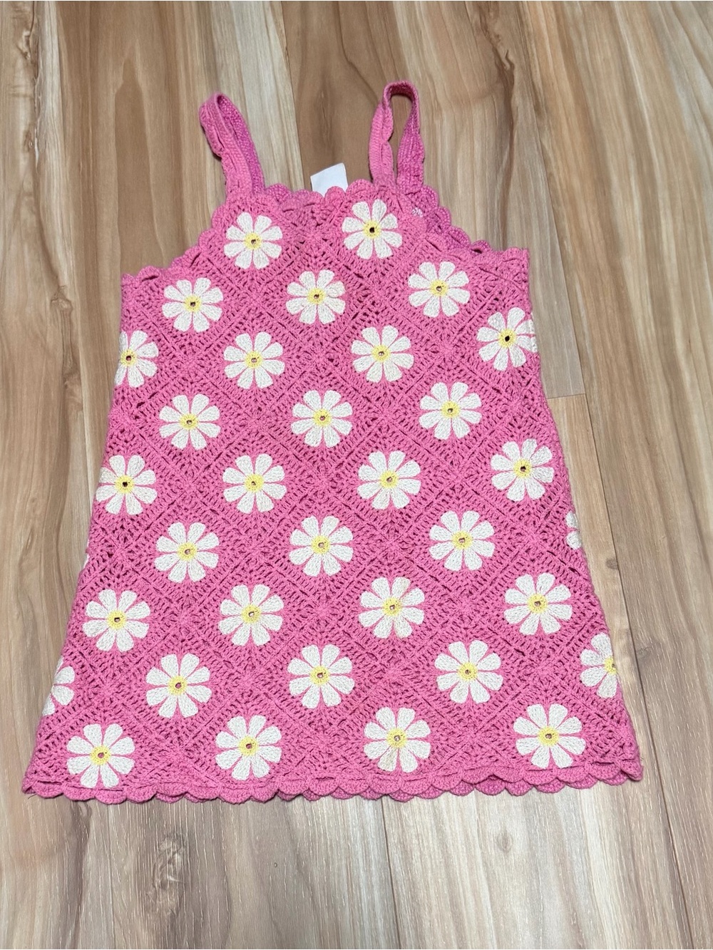 Zara Pink Crochet Daisy Knit Dress